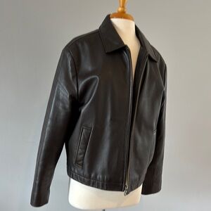 Oversized Brown Leather Jacket